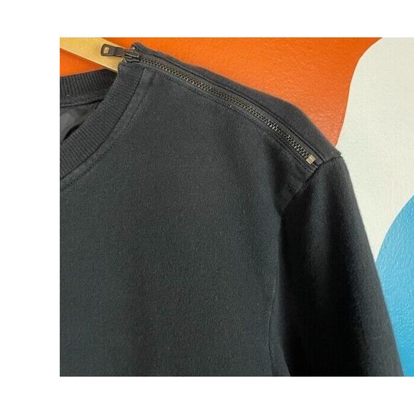 Armani Exchange Sweater Mens Large Black Shoulder Zip Reflective Long Sleeve - Picture 4 of 8